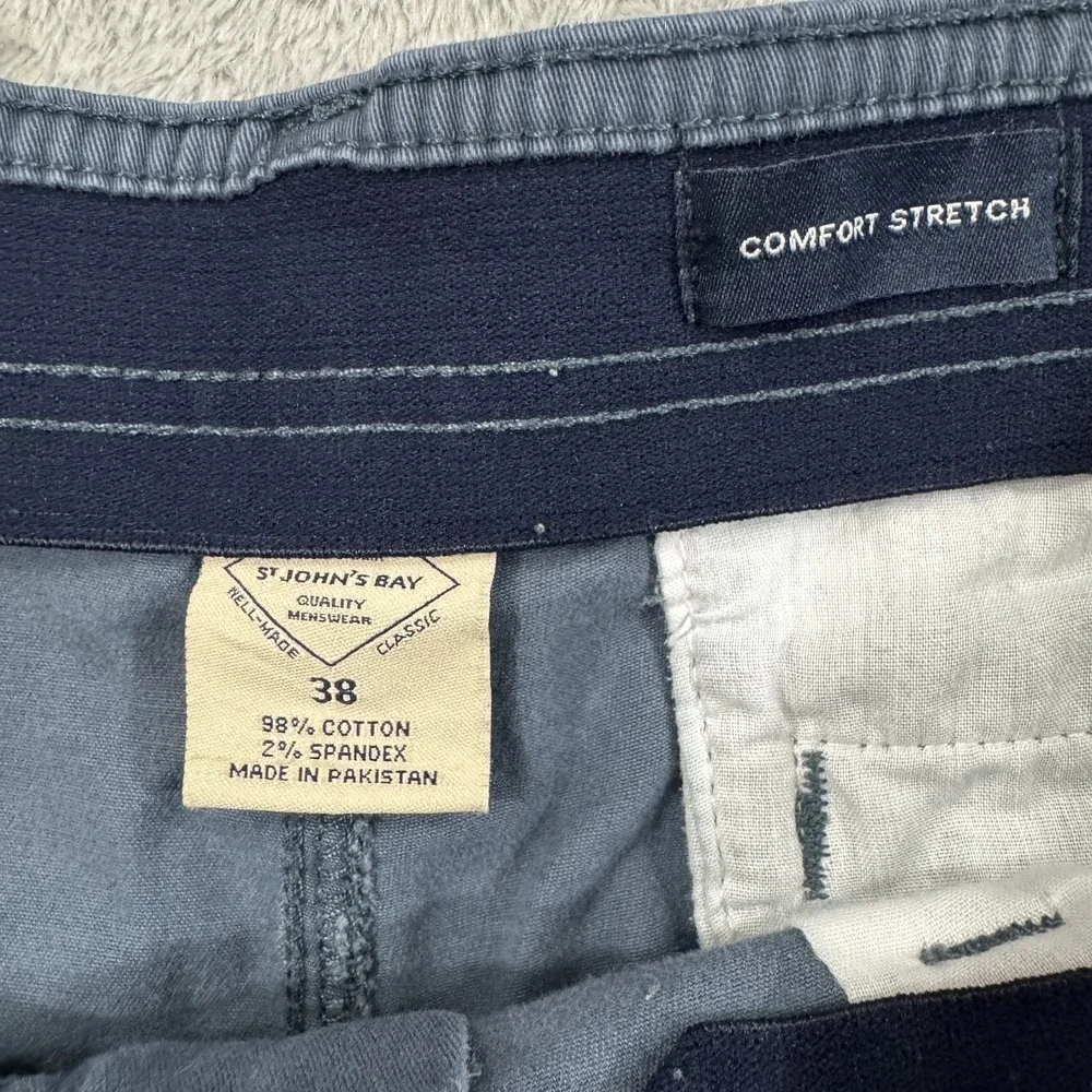 St Johns Bay Shorts Mens 38 Blue Comfort Stretch Cargo Trail Utility 9.5